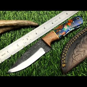 Carbon Steel Hunting knife with Celtic Knotwork  leather Sheath